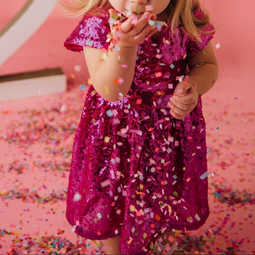 Sequin Hot Pink Toddler Dress